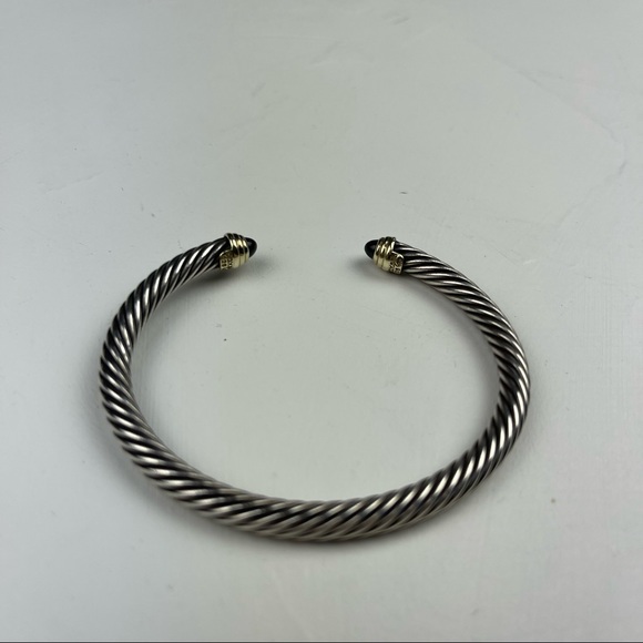 David Yurman sterling silver & 14k gold 5mm Bracelet with Black Onyx - Picture 3 of 13